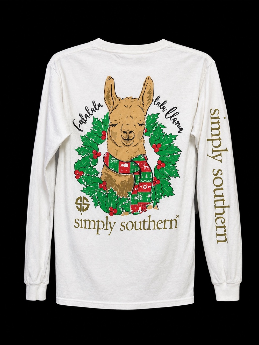 Simply Southern White Llama Wreath Long-Sleeve Tee